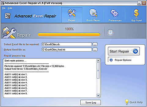 Advanced Excel Repair Screenshot