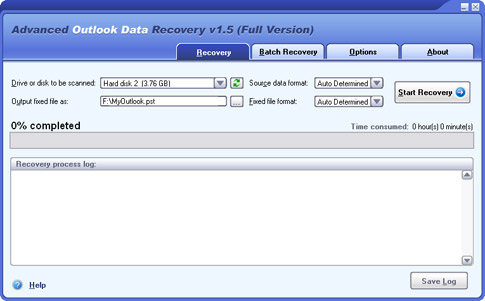 Advanced Outlook Data Recovery Screenshot