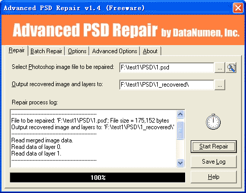 Click to view Advanced PSD Repair 1.4 screenshot