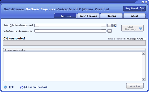 DataNumen Outlook Express Undelete Screenshot