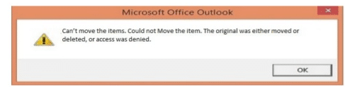 Can’t move the items. Could not Move the item. The original was either moved or deleted, or access was denied.