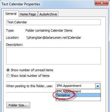 Select "Tentative" in Calendar Properties