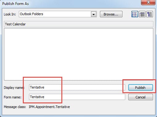 Publish Tentative Custom Appointment Form