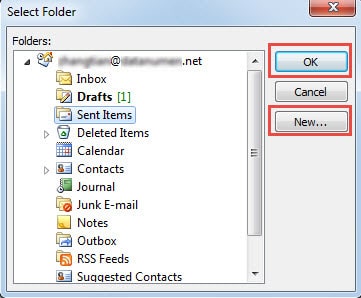 Save Sent Emails to Selected Folder