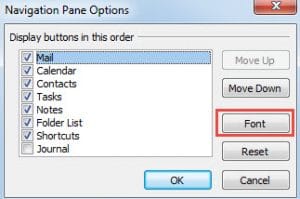Change the Navigation Pane Fonts in Outlook 2010