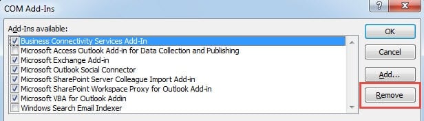 Remove Outlook Add-ins