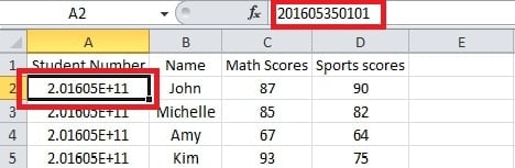 An Example of Student Number to Show Digits