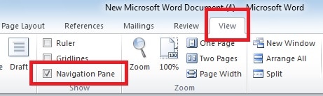 Click on “Navigation Pane” checkbox