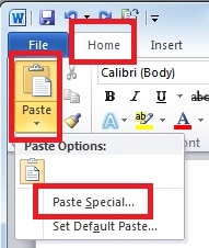 Choose "Paste Special"