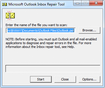 Repair Outlook Data File via Inbox Tool