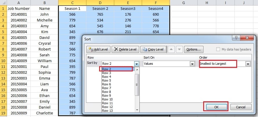 Sort Target Row