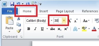 Input the font size you desire
