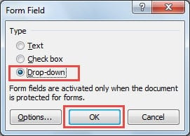 Choose “Drop-down” under “Type”