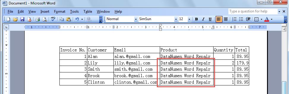 Insert The Same Texts Into Blank Table Cells