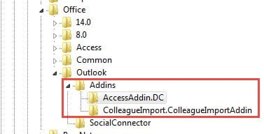 Add-ins in Registry Editor