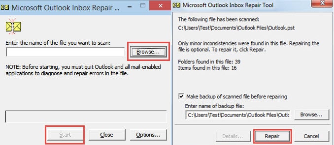 Resort to Outlook Inbox Repair Tool