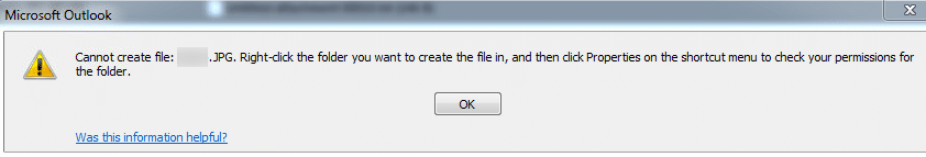 Outlook Error: Cannot Create File