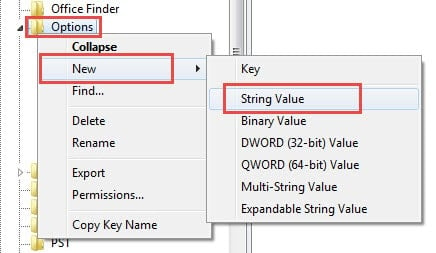 Create a New String Value under Options