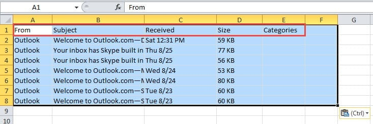 Emails listed in Excel File