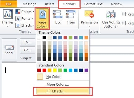 Fill Effects in New Message Window