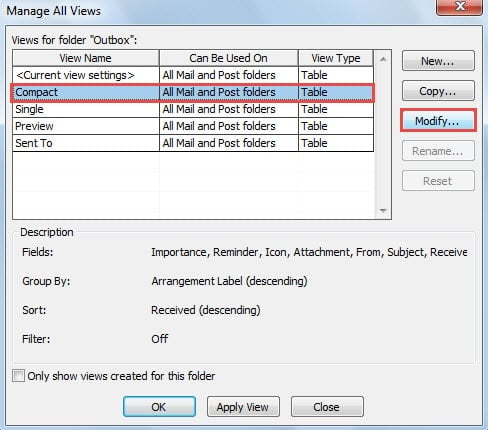 Modify Compact View