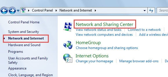 Network and Sharing Center