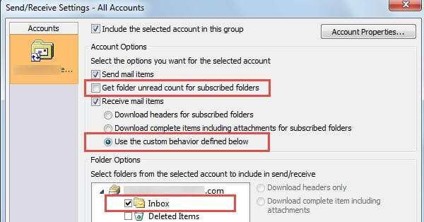 Re-define Send/Receive Groups in IMAP Email Account