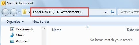 Folder for Saving Attachments