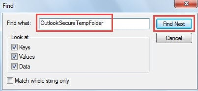 Search OutlookSecureTempFolder