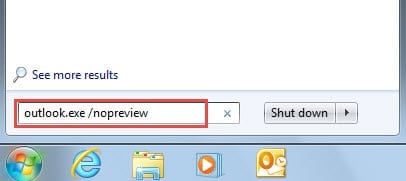 Start Outlook without Reading Pane