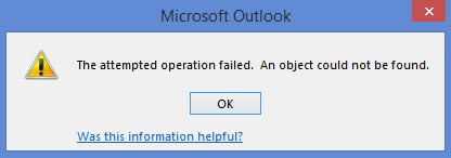 Error: The attempted operation failed. An object cannot be found.