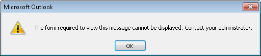 outlook 2010 error the custom form cannot be opened