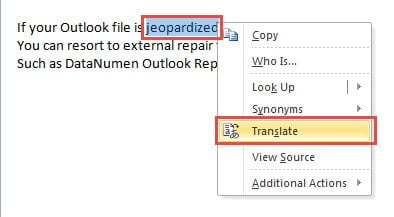 Translate in Context Menu