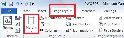 Click “Margins” drop down arrow