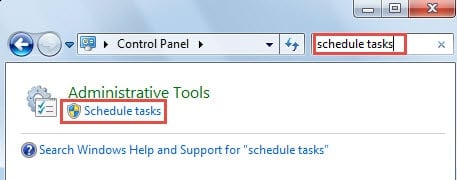 Search “schedule tasks” in “Control Panel”