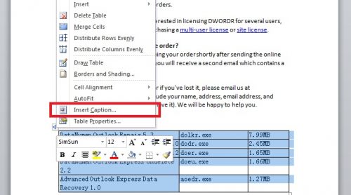 How to Auto Number the Captions for Tables or Pictures in Your Word