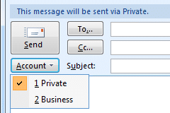 Select Sending Account in Outlook 2007