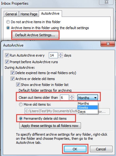 Archive Using the Default Archive Settings