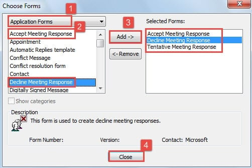 Choose the forms for meeting responses