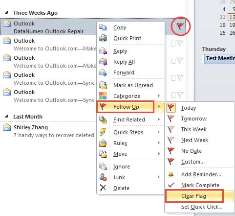 Remove the Flags of Outlook Email Individually