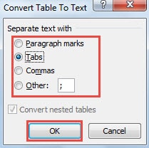 Convert Table to Text