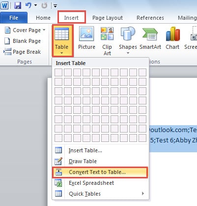 Convert Text to Table