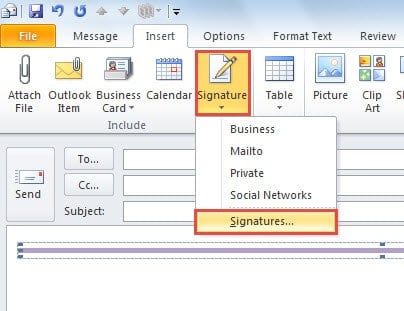 outlook insert horizontal line