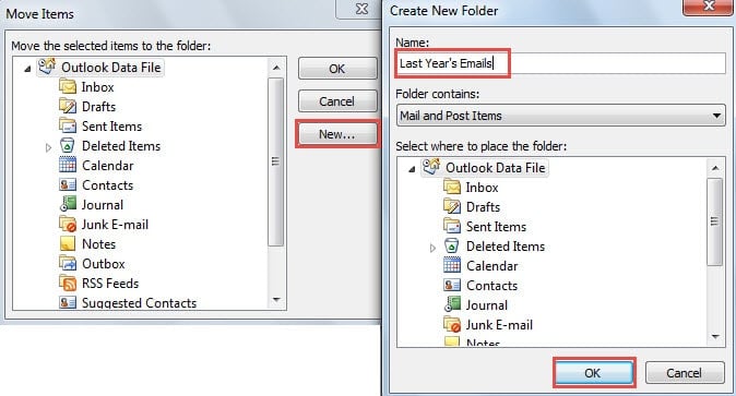 Create a New Folder for Last Year's Emails