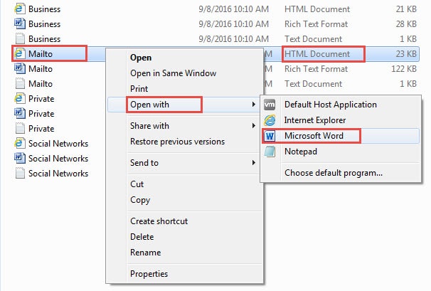 Open HTML File with MS Word