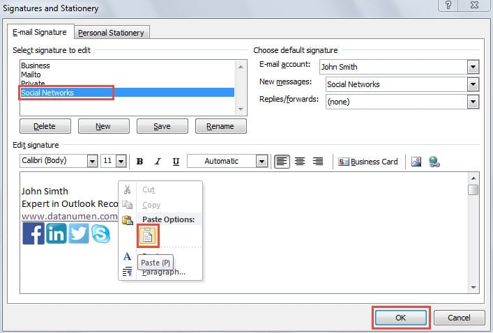 Paste the Horizontal Line to the Target Signature