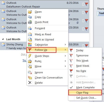 Remove the Flags of Multiple Outlook Emails in Batches