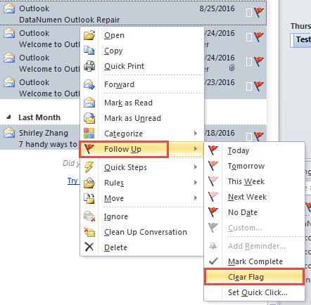 Remove the Flags of Multiple Outlook Emails in Batches