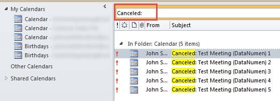 Search Canceled Meetings