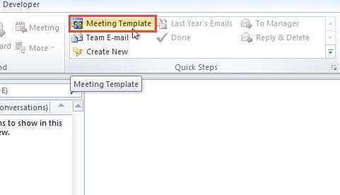  Select the Meeting Template